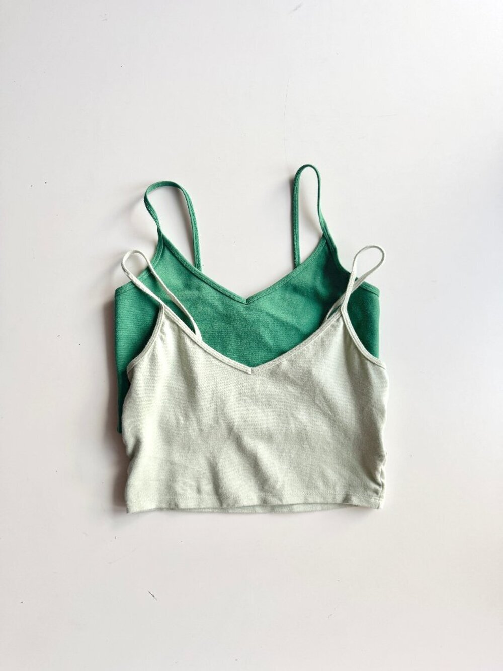 Lot of 2 Aritzia SUNDAY BEST Roxboro Green Ponte Knit Cropped Tank Tops, Size S